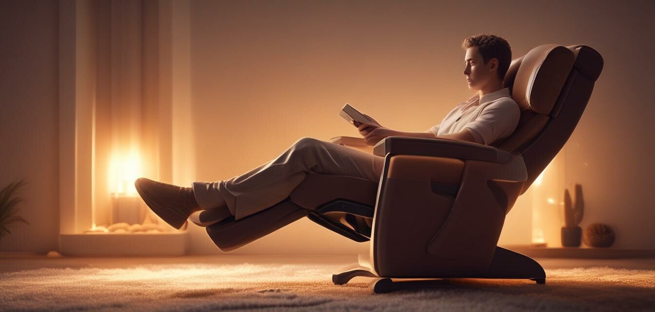 Heated massage recliner in use