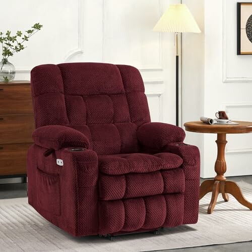 Maroon recliner chair in a living room setting