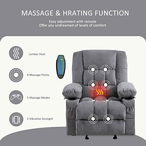 Massage chair with heating and remote control functions.